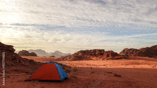 Camping in Wadi Rum's breathtaking landscape photo