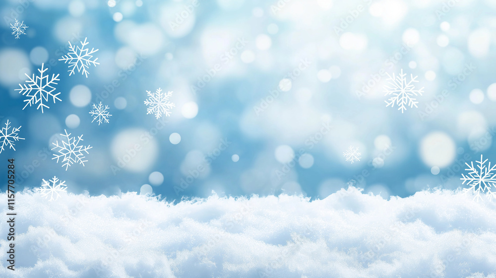 Falling snowflakes over a fluffy snow background. Falling snowflakes over a fluffy snow background.