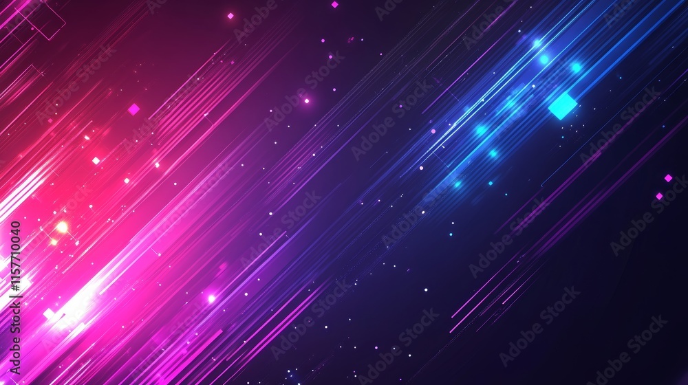 Obraz premium Dynamic pink and blue neon light streaks on dark background. Futuristic, vibrant, and energetic.