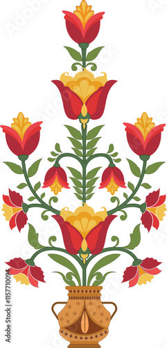 Traditional flower motif illustrations. Beautiful hand drawn floral motifs