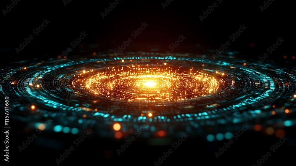 Fototapeta premium Abstract Circular Light Pattern Digital Galaxy