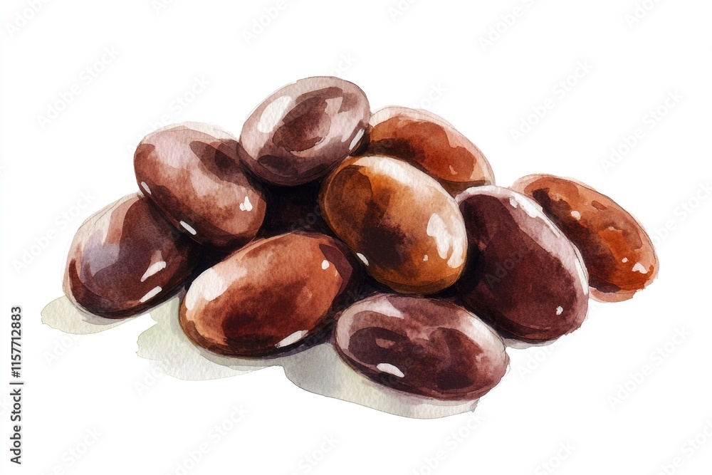 Fototapeta premium A close-up view of a pile of olives on a white background