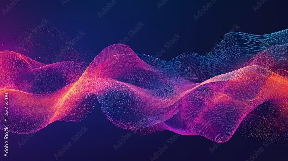 Fototapeta premium Abstract colorful wavy neon light, digital art background