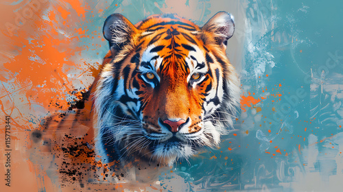 tiger animal abstract wallpaper design with a high contrast pastel color background, a creative and artistic illustration perfect for digital art projects, a stock photo

