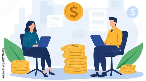 Employee Compensation Consultation Illustration in Office