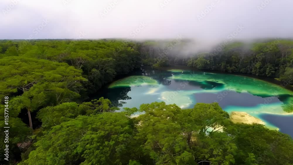 Aerial View of a Lagoon Surrounded by Forest Aerial View of a Lagoon Surrounded by Forest