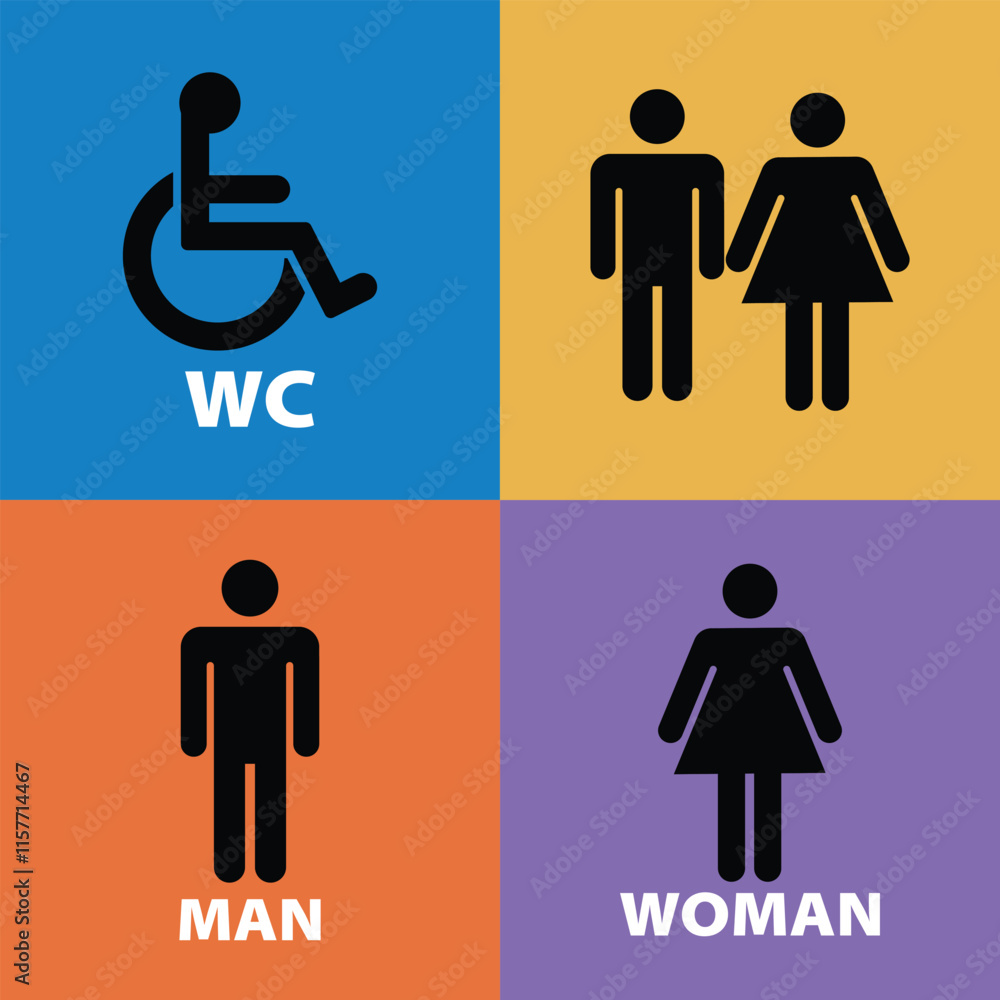 Vector men's and women's disabled restroom signage set Vector men's and women's disabled restroom signage set