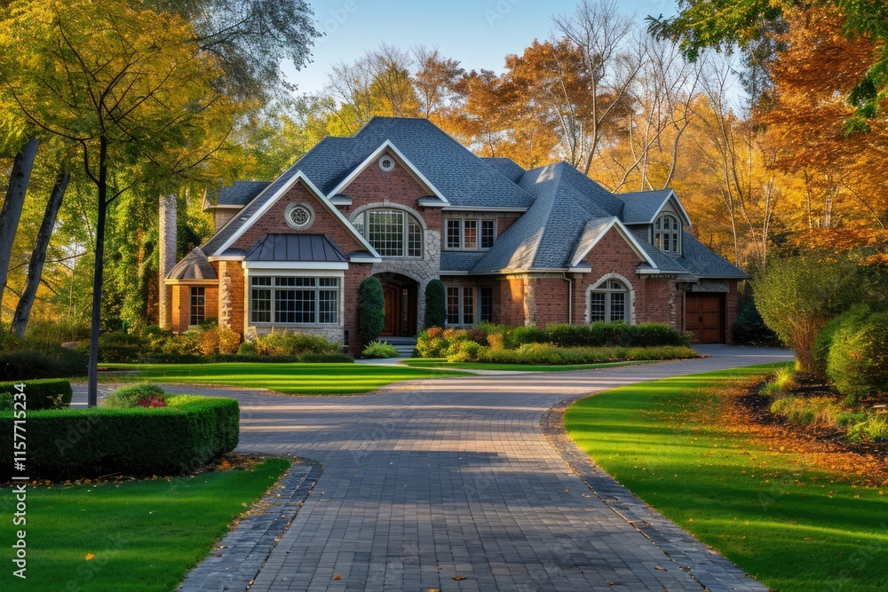 Stately Autumn Residence: A Prestigious Executive Home with Brick Architecture and Luxurious Decor Stately Autumn Residence: A Prestigious Executive Home with Brick Architecture and Luxurious Decor