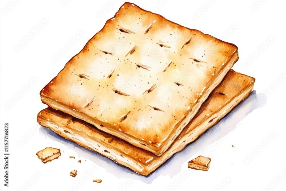 Fototapeta premium A pair of crackers stacked on top of each other, perfect for snacking or gift-giving