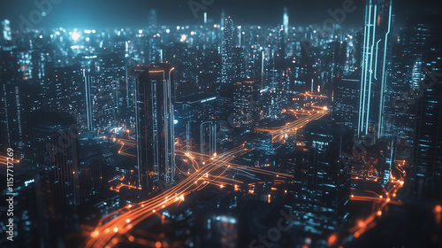 Wallpaper Mural Smart digital Innovation city with connection network reciprocity over the cityscape. of future smart wireless digital city and social media networking systems that connects people with in city Torontodigital.ca