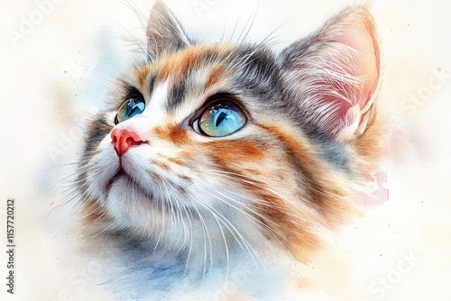 A beautiful cat with bright blue eyes sits for its portrait