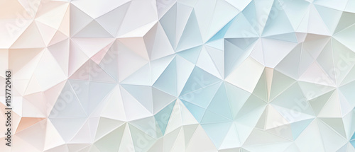 Dusty blue and pale pastel gradient with triangular shapes creates serene background