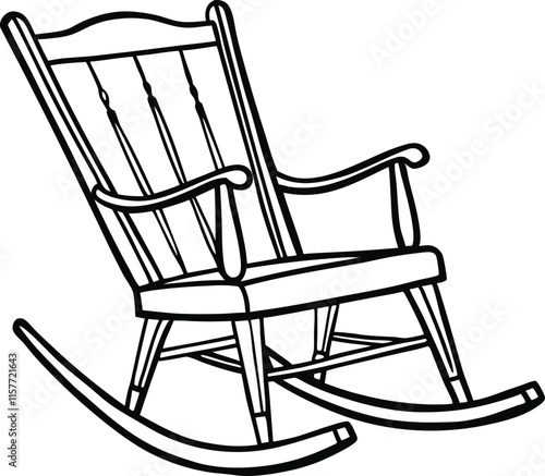 Rocking Chair Editable Outline Vector Graphic