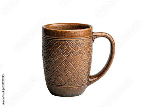 Traditional German beer stein displayed on a white background showcasing detailed craftsmanship and design photo