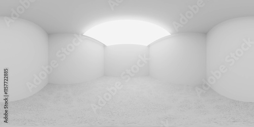 Minimalist Empty Room with Bright Ceiling Light 360 vr 3d render panorama