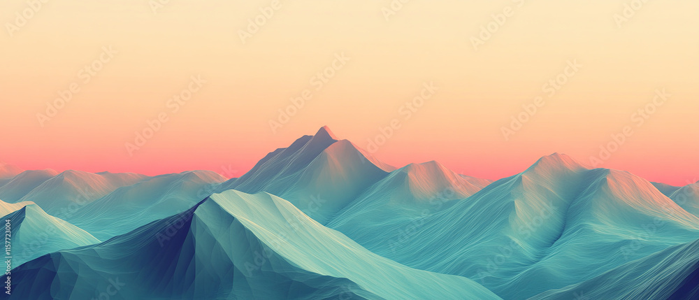 Minimal design featuring color gradient of soft pastel mountains Minimal design featuring color gradient of soft pastel mountains