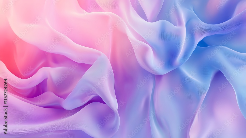 Obraz premium Close-up Photo: Dreamily Draped Pastel Fabric Mockup - Soft, Flowing Sheer Textile. AI Generated