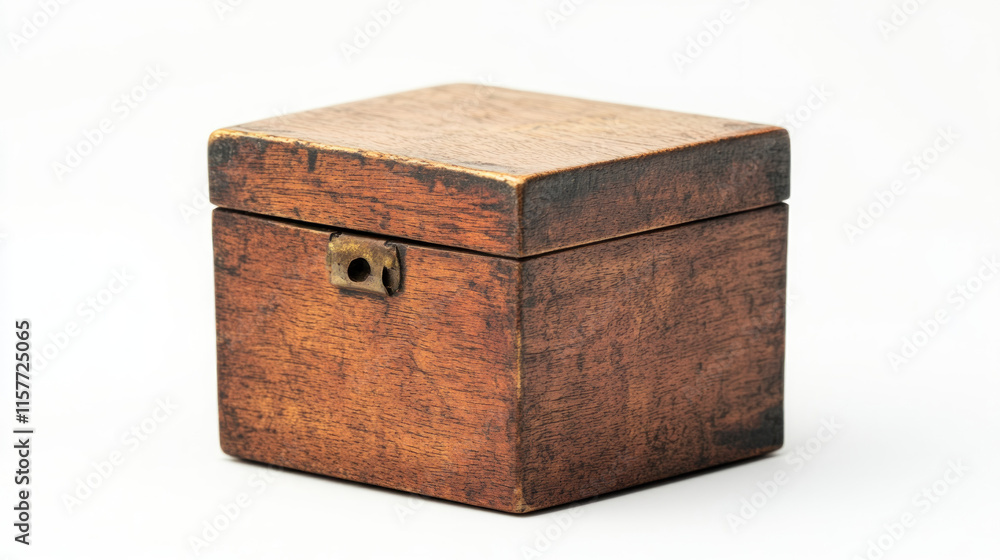 Antique wooden box, small, brown, rustic, isolated on white background. Antique wooden box, small, brown, rustic, isolated on white background.