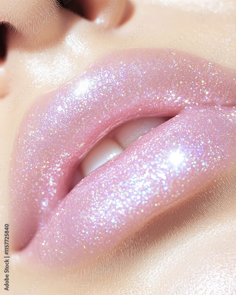 Obraz premium Glossy Lips Radiating Beauty With a Soft Pink Hue and Captivating Shine
