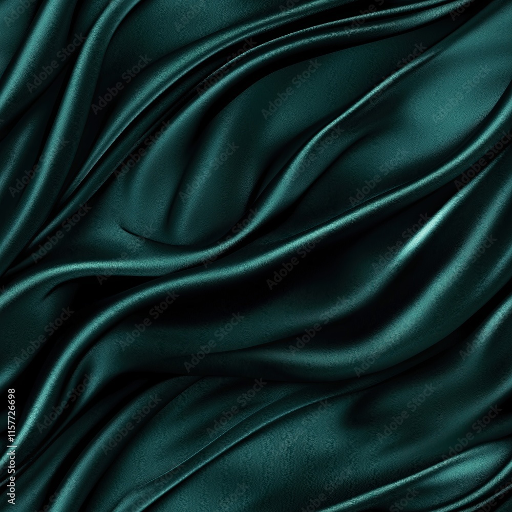 Fototapeta premium Black dark teal jade emerald sea aventurine green abstract background. Silk satin fabric. Glitter shimmer. Color gradient. 