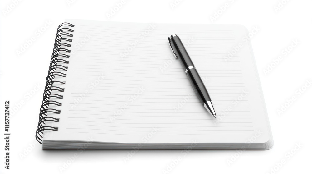 Blank spiral notebook with black pen. Blank spiral notebook with black pen.