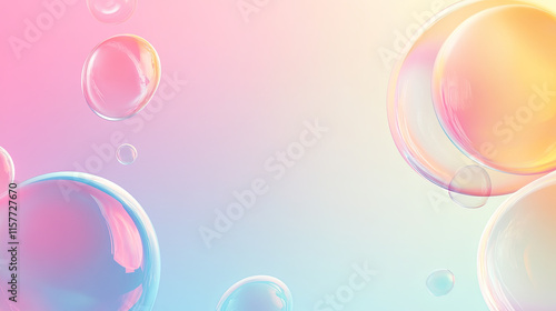 Wallpaper Mural Soft gradient background with colorful bubbles creating dreamy atmosphere Torontodigital.ca