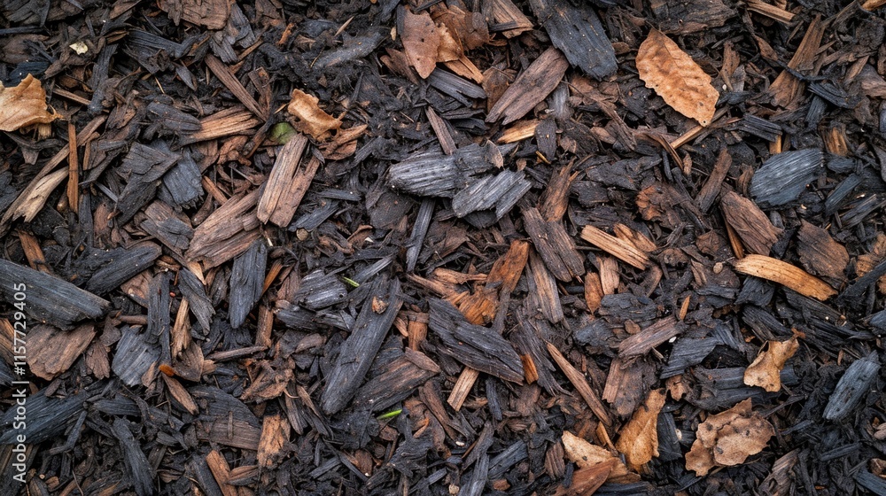 Textured Timber: Overhead View of Mulch Background in Garden Textured Timber: Overhead View of Mulch Background in Garden