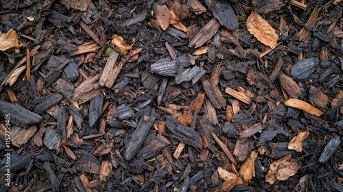 Textured Timber: Overhead View of Mulch Background in Garden