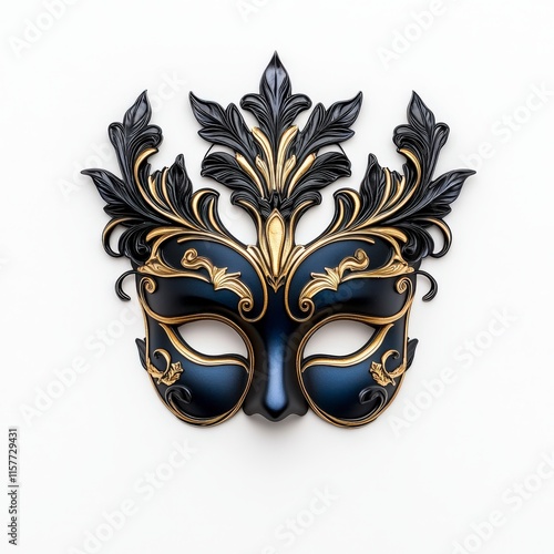 A close up of a theater mask isolated on white background photo