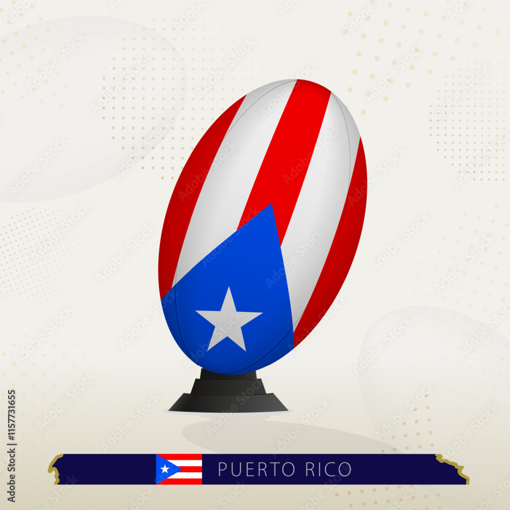 Obraz premium Puerto Rico Rugby Ball on Rugby Kicking Tees with Modern Design.