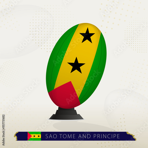 Sao Tome and Principe Rugby Ball on Rugby Kicking Tees with Modern Design.