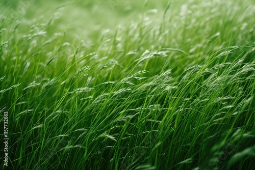 Wallpaper Mural Untamed Green Grass Texture: A Close-Up of Wild Meadow Grass in the Summer Breeze Torontodigital.ca