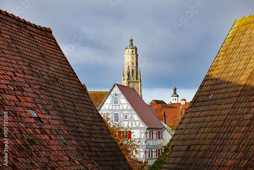 Obraz na płótnie Nördlingen St. Georgs Kirche Turm w salonie