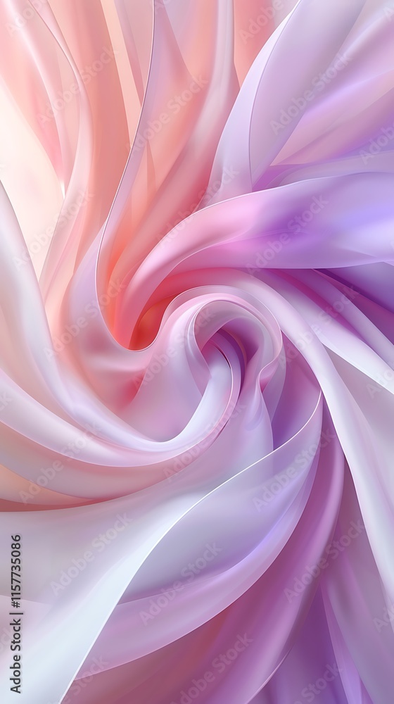 Obraz premium Soft pastel swirls on a white background, blending gently.