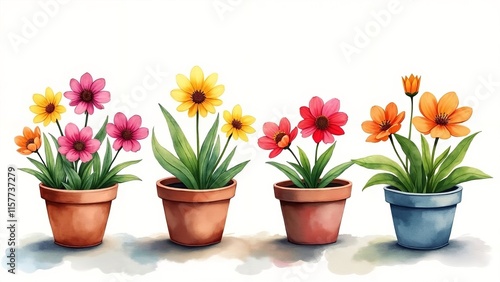 Wallpaper Mural Potted Colorful Flowers Torontodigital.ca