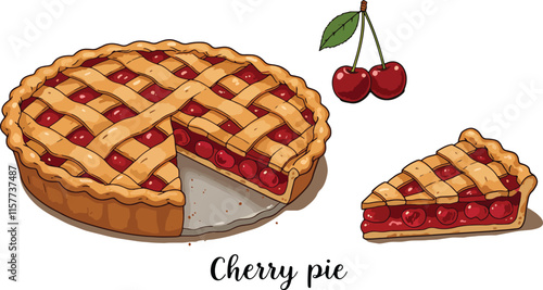 Vector illustration and pies elements set