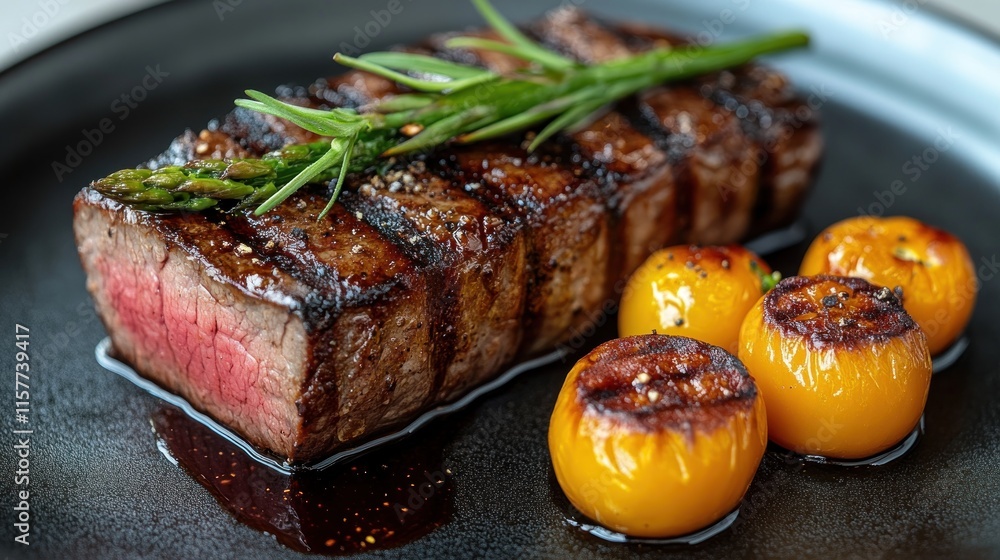 Grilled steak with asparagus and roasted cherry tomatoes. (1) Grilled steak with asparagus and roasted cherry tomatoes. (1)