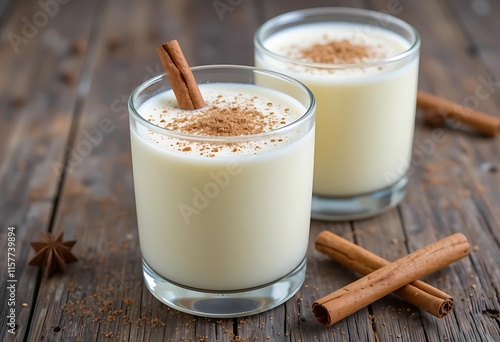 Festive Eggnog in a Glass Mug, Perfect for the Holidays