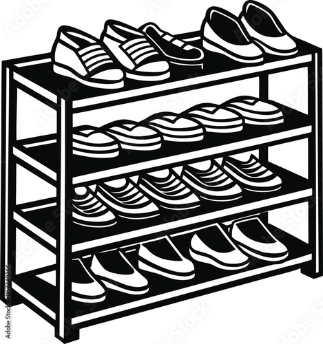 Simple Shoe RackSilhouette Vector Illustration