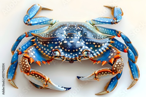 Vibrant Blue Crab with Detailed Claws and Shell photo