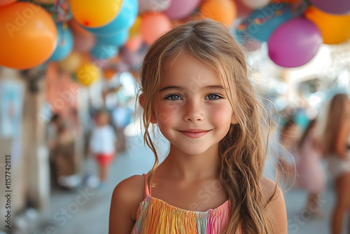 Wallpaper Mural Joyful children participating in a carnival, wearing fun costumes and playing with colorful balloons under a festive archway Torontodigital.ca