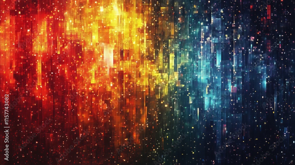 pixel streaks dissolve into vibrant retro gradients., Generative AI pixel streaks dissolve into vibrant retro gradients., Generative AI