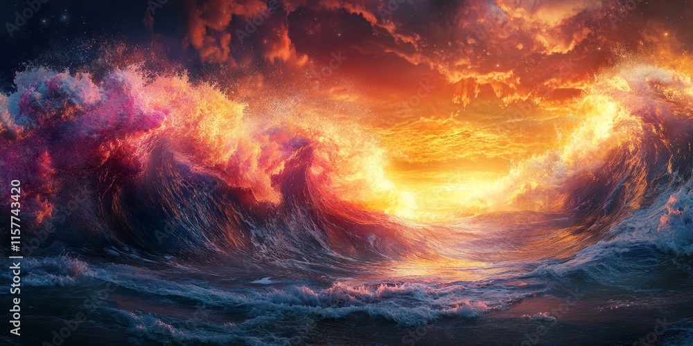 water waves shift into vibrant radiant surreal forms., Generative AI water waves shift into vibrant radiant surreal forms., Generative AI