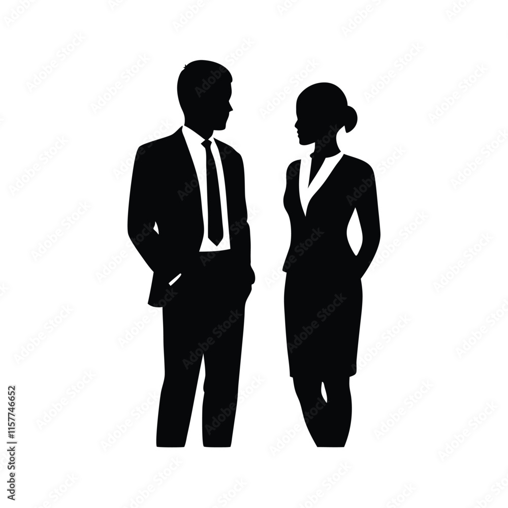 a black silhouette of a man and a woman standing side by side a black silhouette of a man and a woman standing side by side