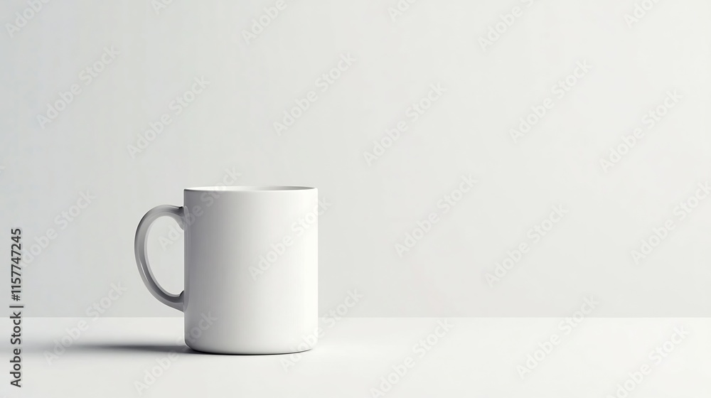 Obraz premium Clean White Mug Mockup Photo: Simple, Minimalist Product Presentation. AI Generated