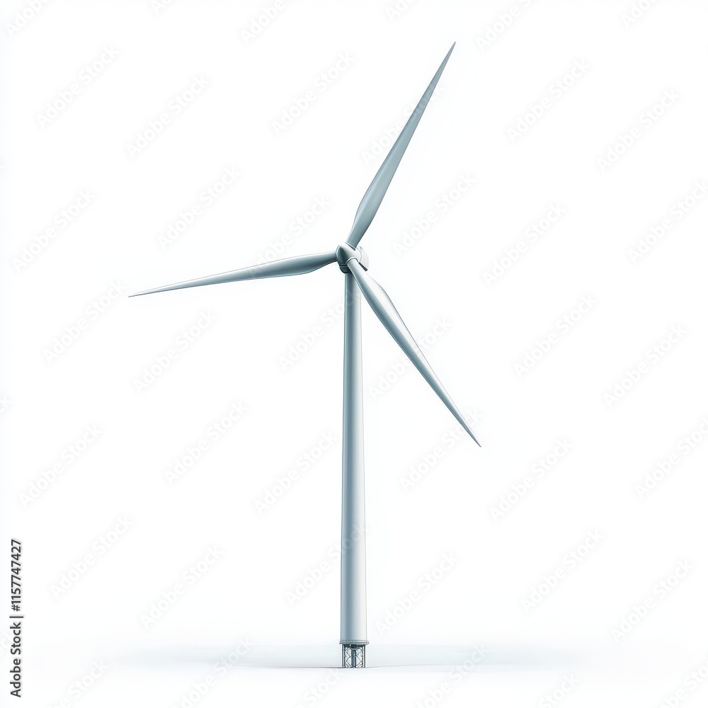 Wind turbine on white isolated background, symbolizing renewable energy and sustainable practices. Wind turbine on white isolated background, symbolizing renewable energy and sustainable practices.