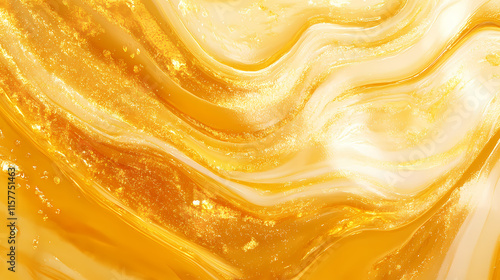 Golden honey pours, creating swirls and drips. sweet, viscous texture. Velutinous. Illustration photo