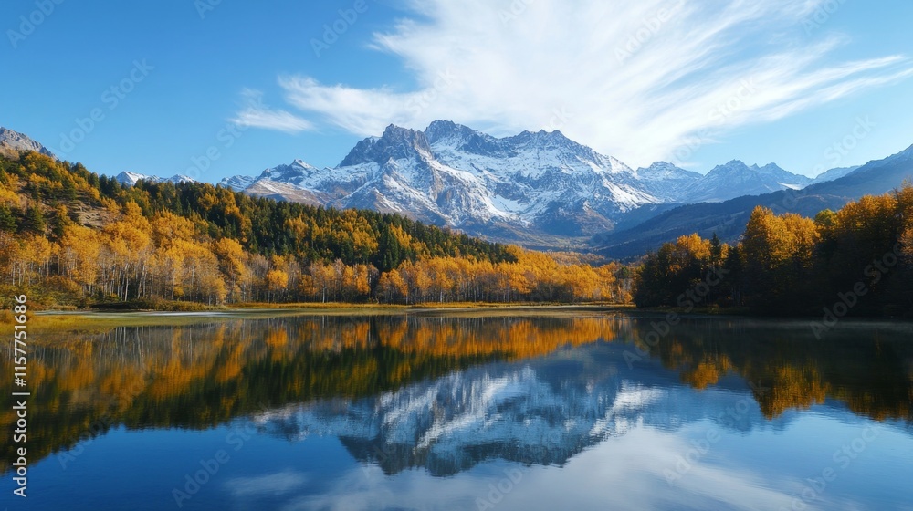 Fototapeta premium Autumn Mountain Lake Reflection: A Breathtaking View