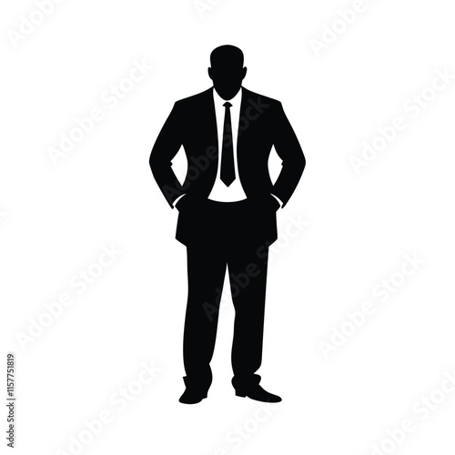 a black silhouette of a man in a formal attire