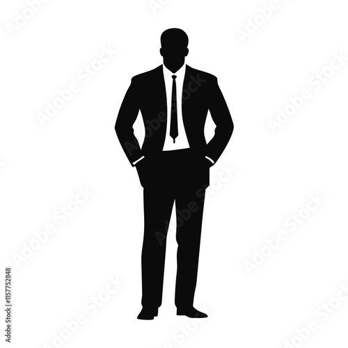 a black silhouette of a man in a formal attire